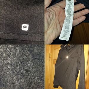 Fabletics Black Long-Sleeve Pull Over Top With Lace Detail Size XXL